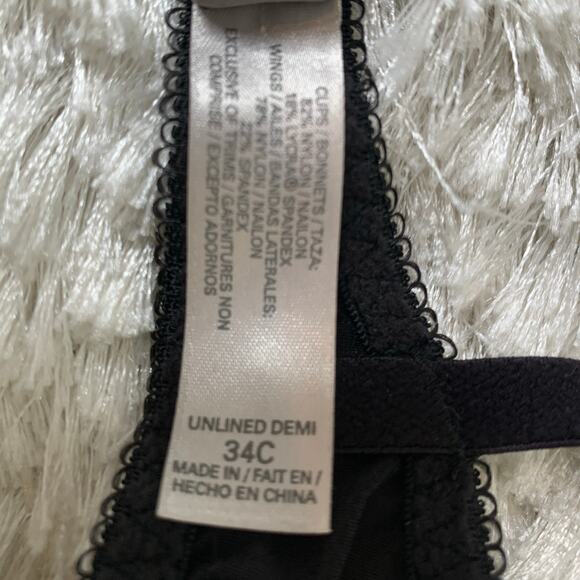Victoria's Secret Black Unlined Lace Demi Bra Sz 34C - Picture 5 of 8